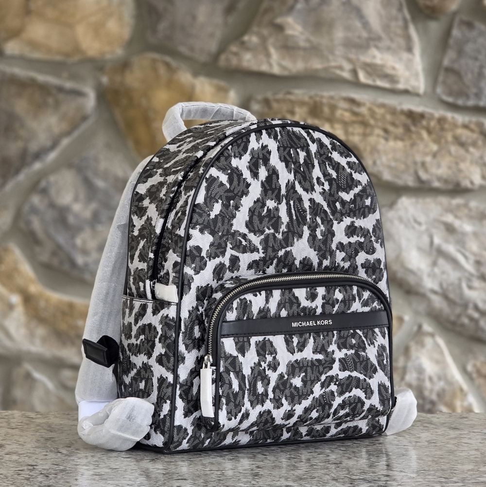 Michael Kors Bex Leopard Logo Medium Backpack - Picture 1 of 9